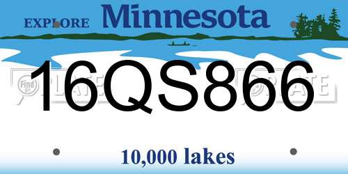 16QS866 Minnesota License Plate