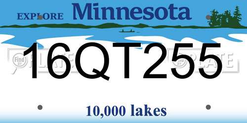 16QT255 Minnesota License Plate