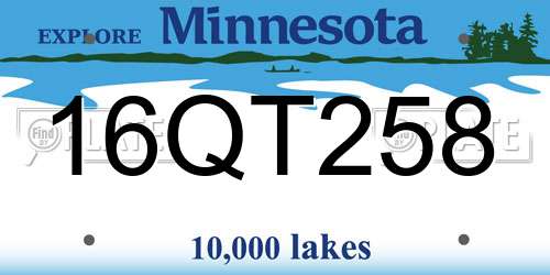 16QT258 Minnesota License Plate