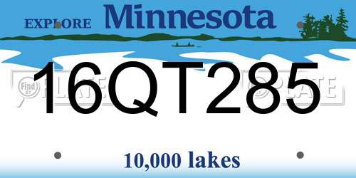 16QT285 Minnesota License Plate