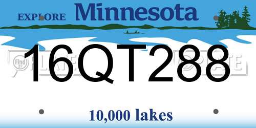 16QT288 Minnesota License Plate
