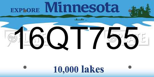 16QT755 Minnesota License Plate