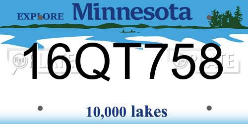 16QT758 Minnesota License Plate