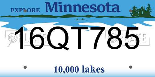 16QT785 Minnesota License Plate