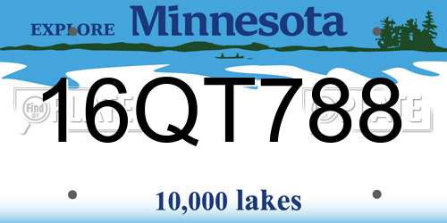 16QT788 Minnesota License Plate