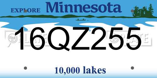 16QZ255 Minnesota License Plate