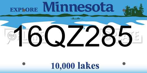 16QZ285 Minnesota License Plate