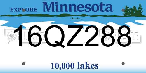16QZ288 Minnesota License Plate