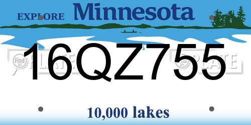 16QZ755 Minnesota License Plate