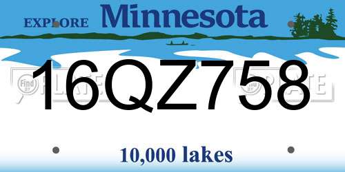 16QZ758 Minnesota License Plate