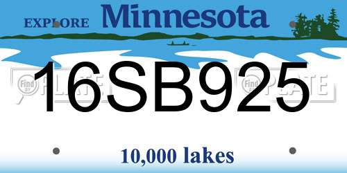 16SB925 Minnesota License Plate