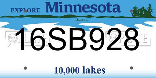 16SB928 Minnesota License Plate