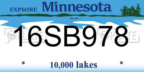 16SB978 Minnesota License Plate