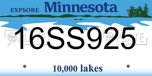 16SS925 Minnesota License Plate