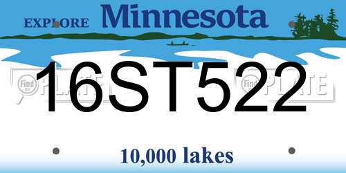 16ST522 Minnesota License Plate