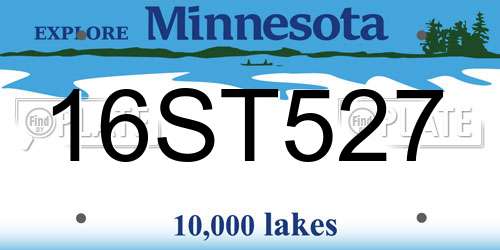 16ST527 Minnesota License Plate