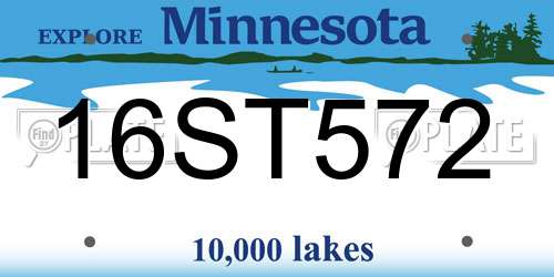 16ST572 Minnesota License Plate