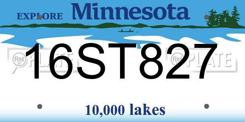 16ST827 Minnesota License Plate