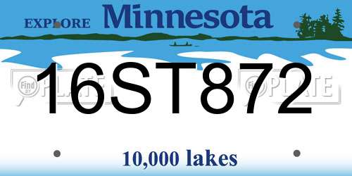 16ST872 Minnesota License Plate