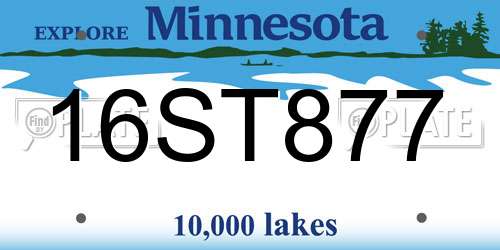 16ST877 Minnesota License Plate