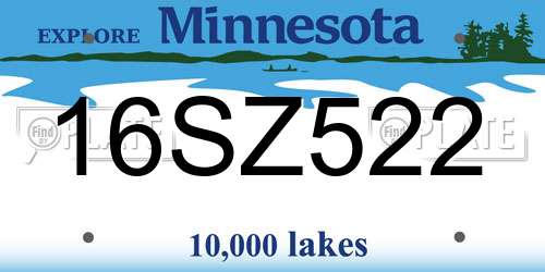 16SZ522 Minnesota License Plate