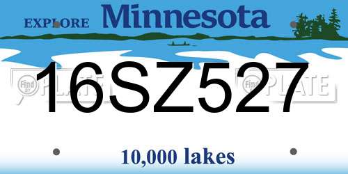 16SZ527 Minnesota License Plate