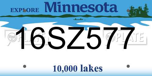16SZ577 Minnesota License Plate