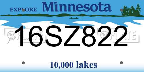 16SZ822 Minnesota License Plate