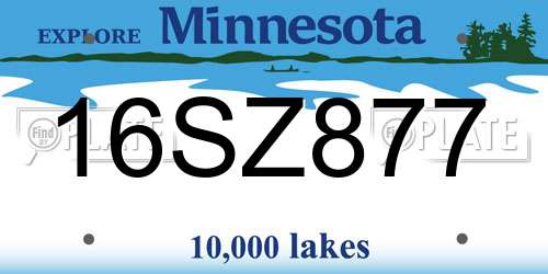 16SZ877 Minnesota License Plate