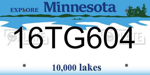 16TG604 Minnesota License Plate