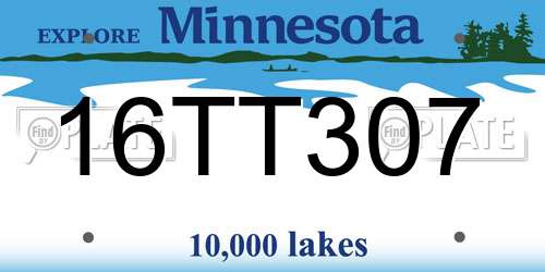 16TT307 Minnesota License Plate