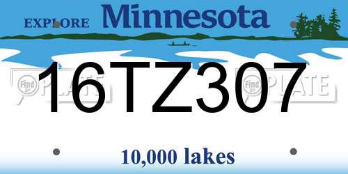 16TZ307 Minnesota License Plate