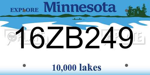 16ZB249 Minnesota License Plate