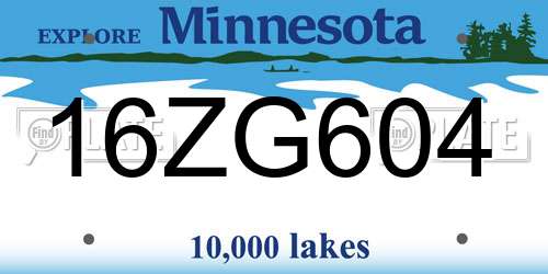 16ZG604 Minnesota License Plate