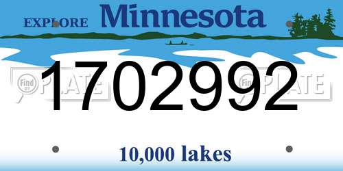 1702992 Minnesota License Plate