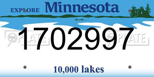 1702997 Minnesota License Plate