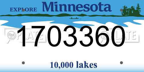 1703360 Minnesota License Plate