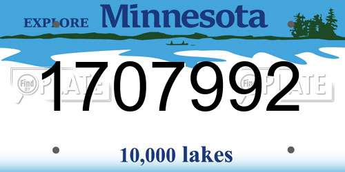 1707992 Minnesota License Plate