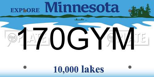 170GYM Minnesota License Plate