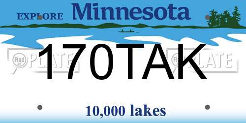 170TAK Minnesota License Plate