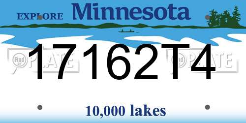 17162T4 Minnesota License Plate