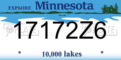 17172Z6 Minnesota License Plate