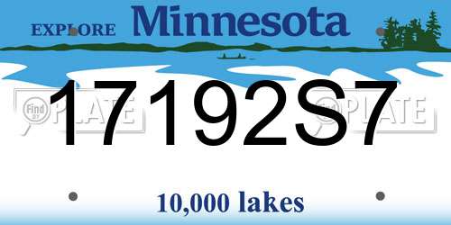 17192S7 Minnesota License Plate