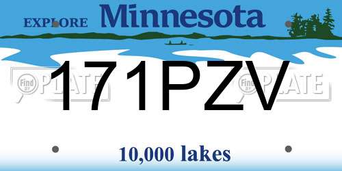 171PZV Minnesota License Plate