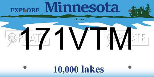 171VTM Minnesota License Plate
