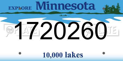 1720260 Minnesota License Plate