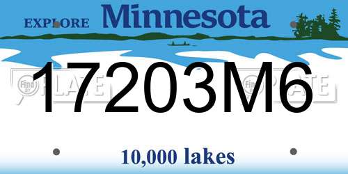 17203M6 Minnesota License Plate