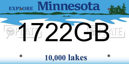 1722GB Minnesota License Plate
