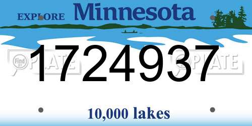 1724937 Minnesota License Plate