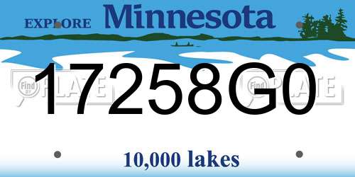 17258G0 Minnesota License Plate